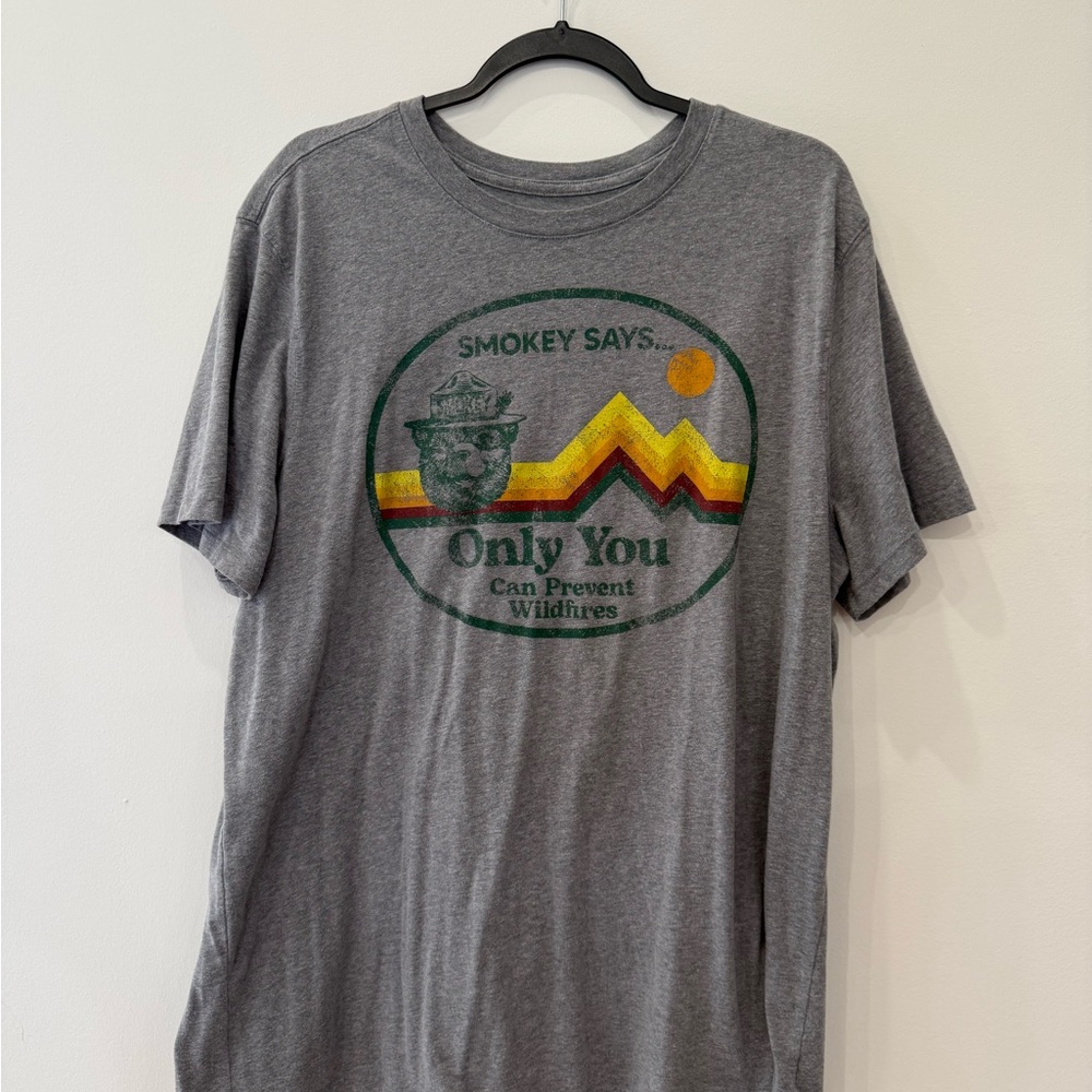 Goodfellow & Co Gray Smokey Says Graphic Tee with Retro Stripes